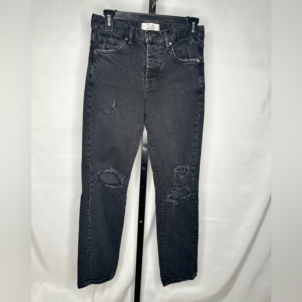 👖Free People Black Button Fly Mom Jeans Boyfriend Size 24